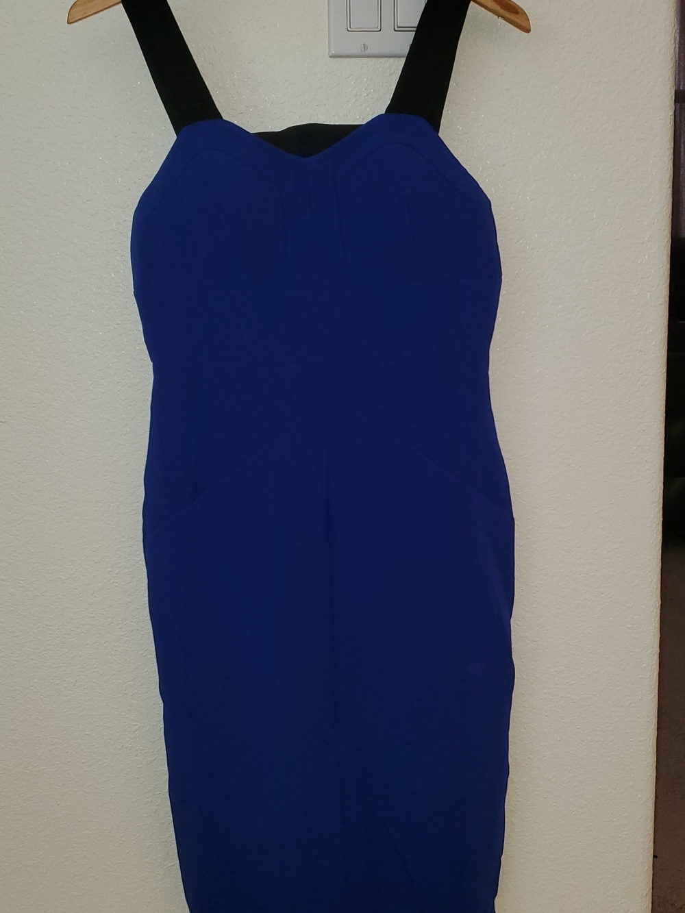 NWOT never Worn Pure Navy Sleeveless Royal Blue Sheath Dress with Black Straps 8